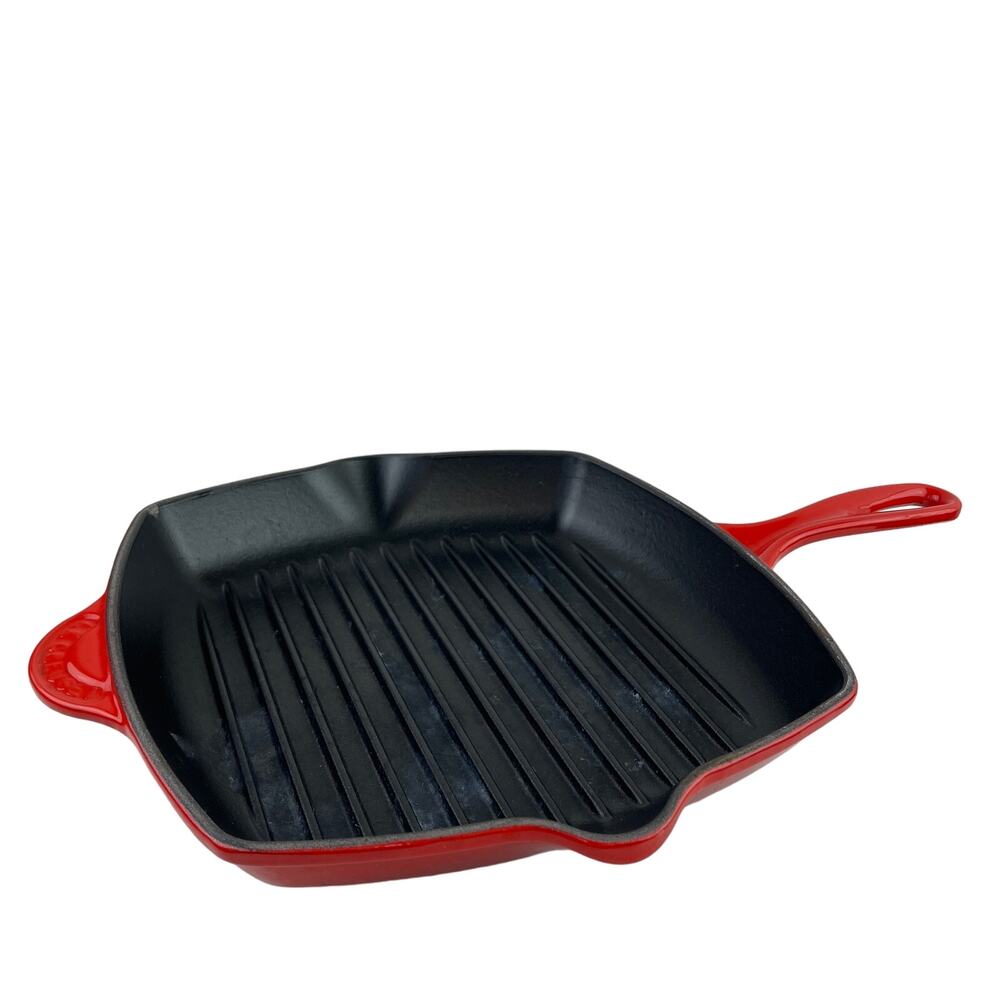 Le Creuset France 26 10.5" Enameled Cast Iron Square Grill Skillet Red